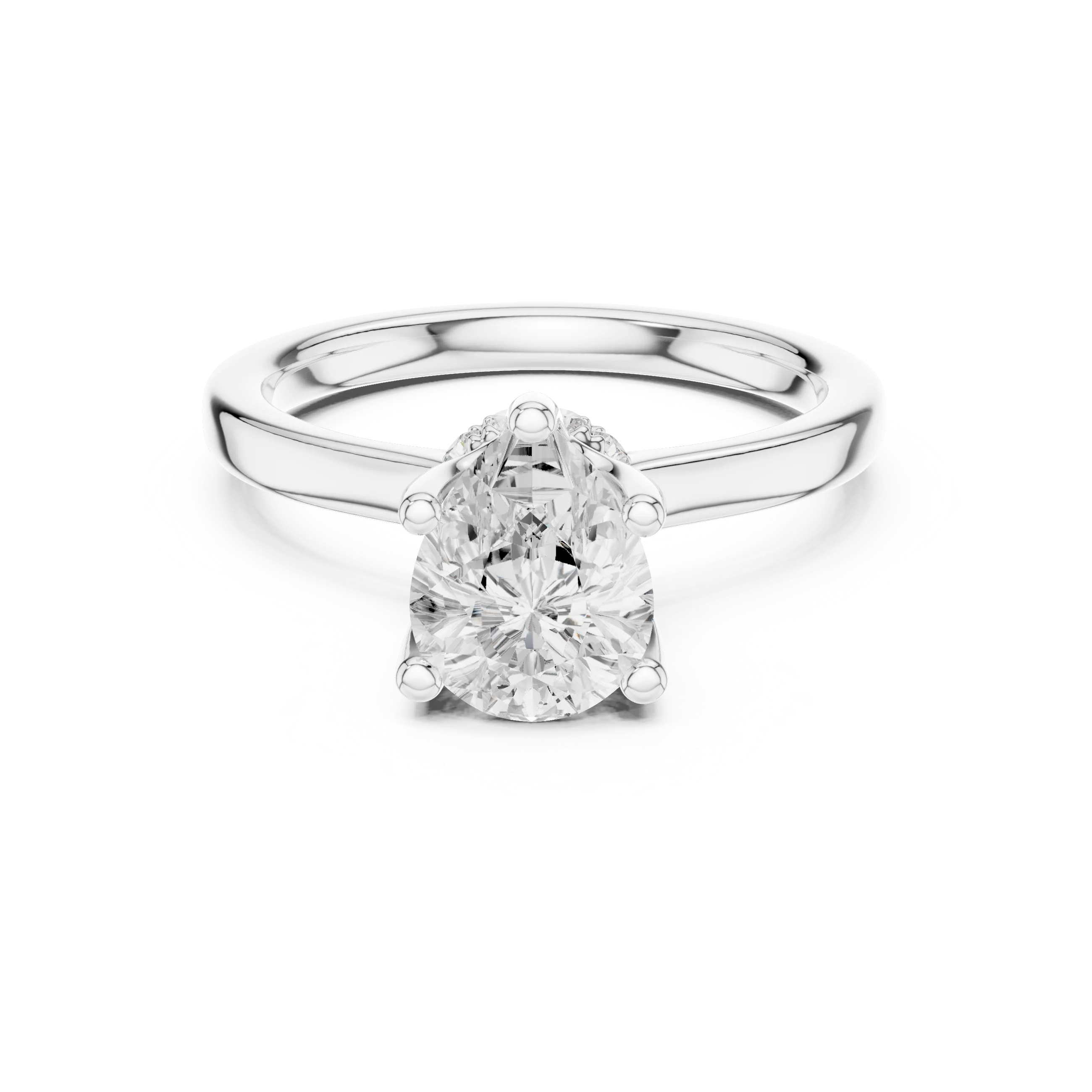 Pear Shape Diamond Hidden Halo Engagement Ring