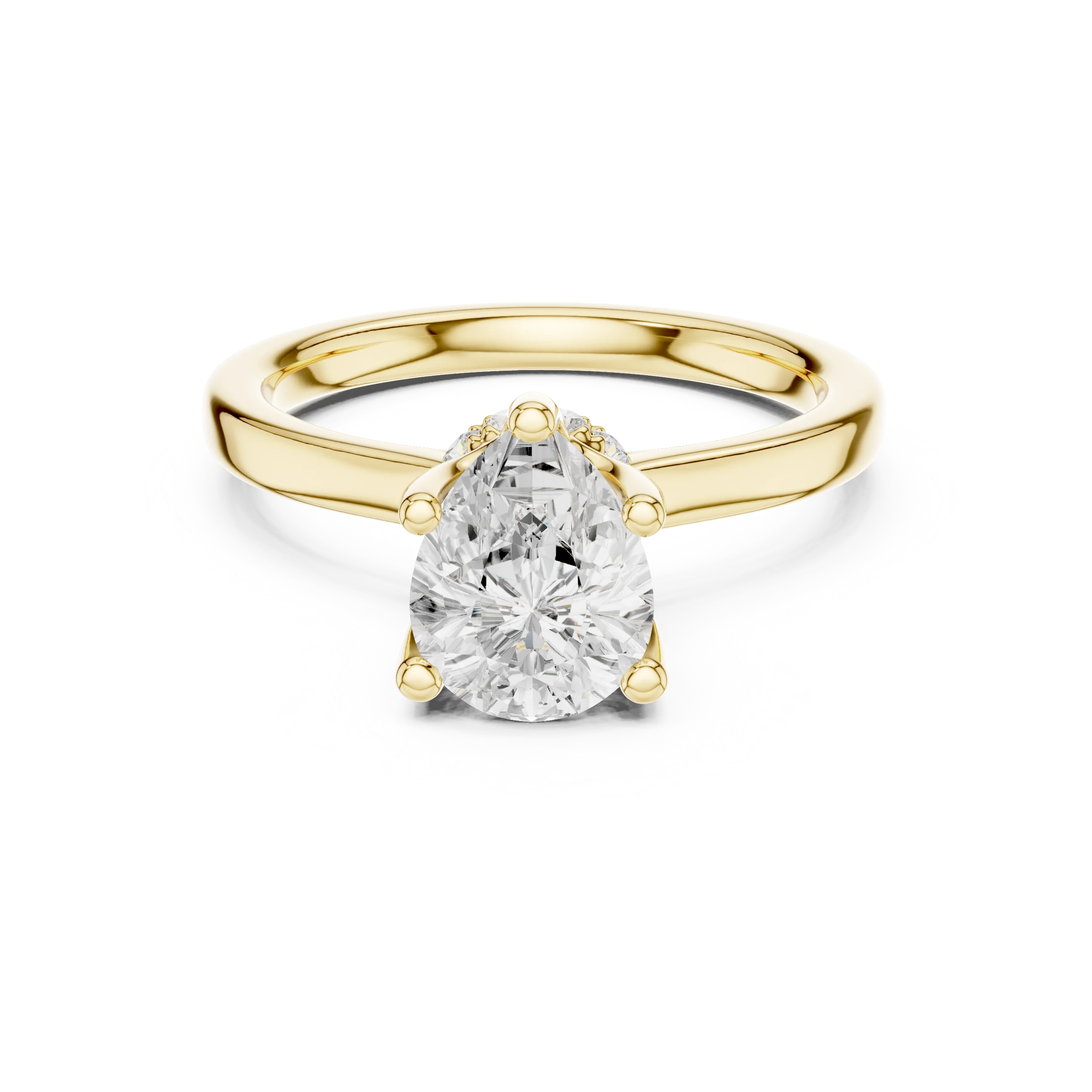 Pear Shape Diamond Hidden Halo Engagement Ring