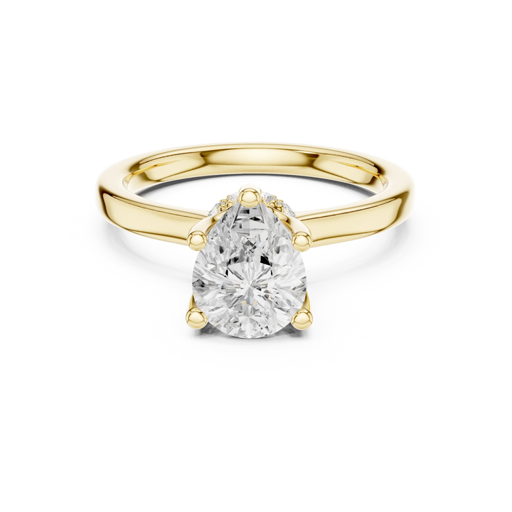 Pear Shape Diamond Hidden Halo Engagement Ring