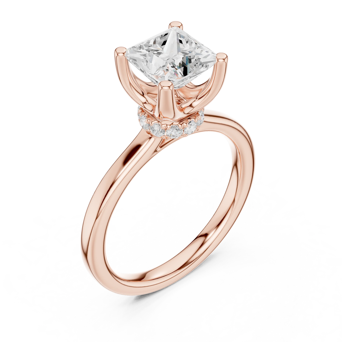 Princess Shape Diamond Hidden Halo Engagement Ring