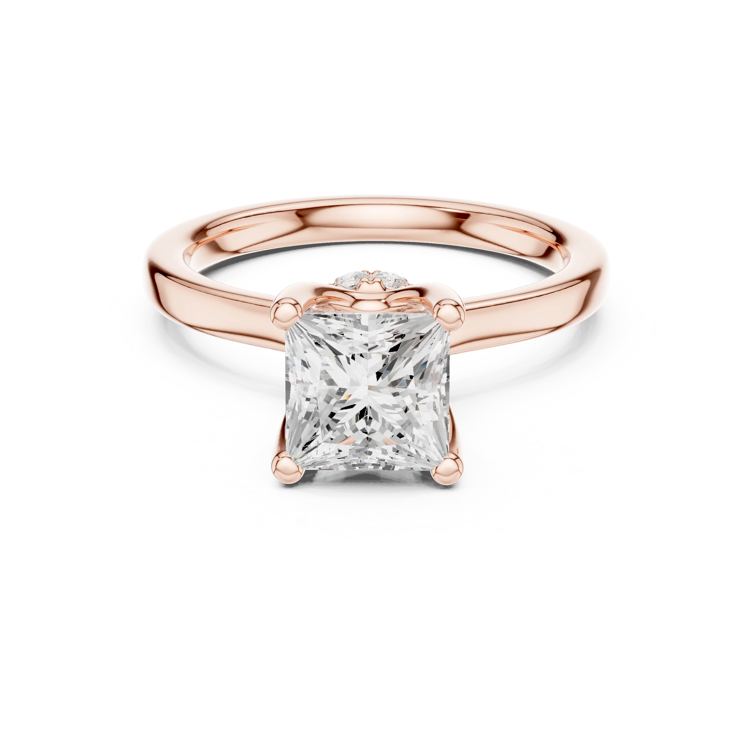 Princess Shape Diamond Hidden Halo Engagement Ring