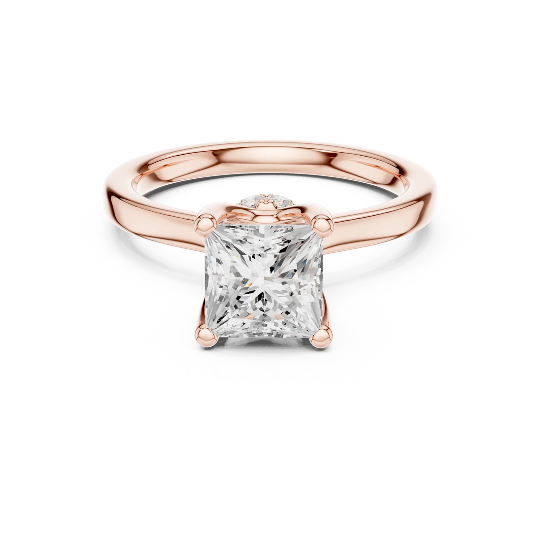 Princess Shape Diamond Hidden Halo Engagement Ring