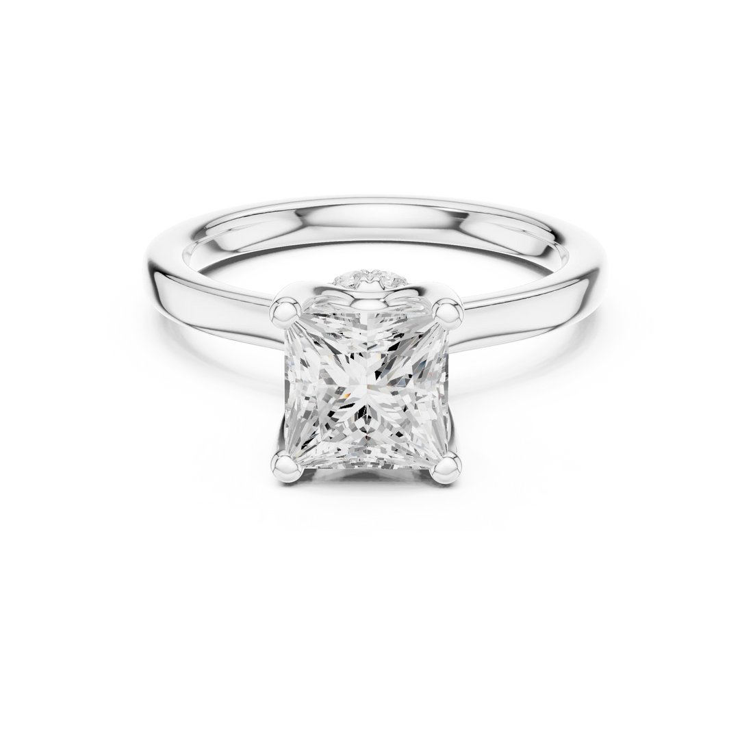 Princess Shape Diamond Hidden Halo Engagement Ring
