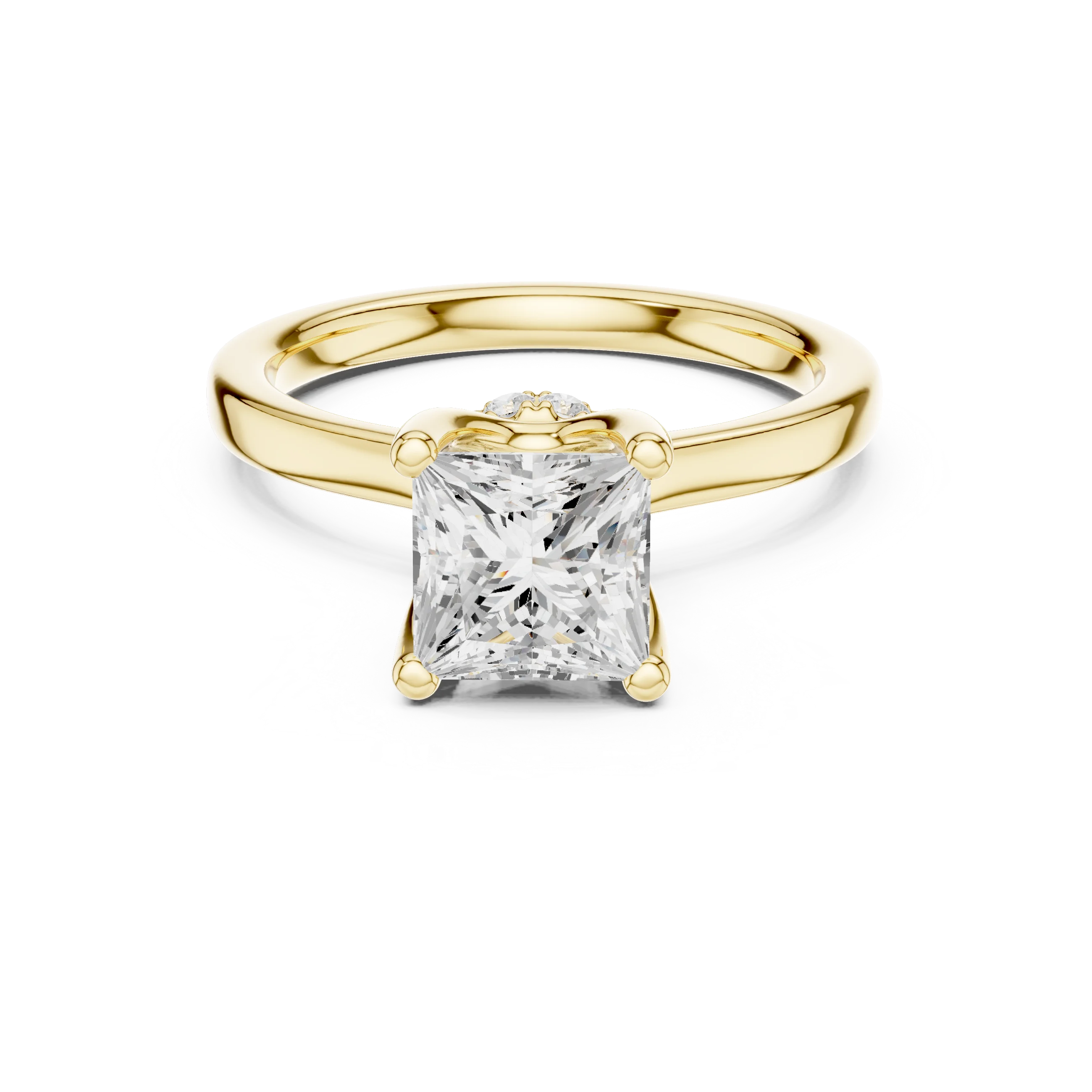 Princess Shape Diamond Hidden Halo Engagement Ring