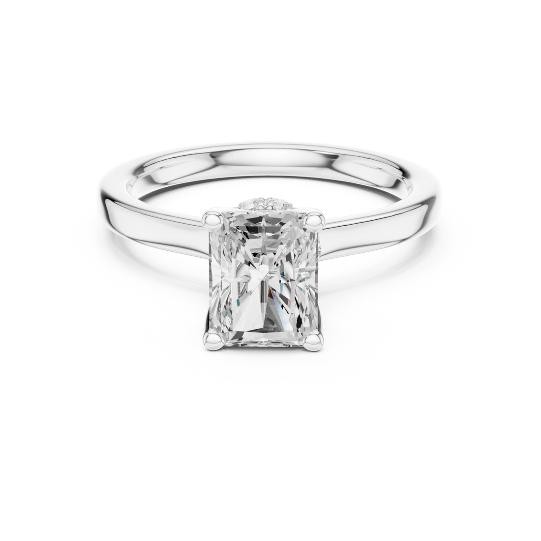 Radiant Shape Diamond Hidden Halo Engagement Ring