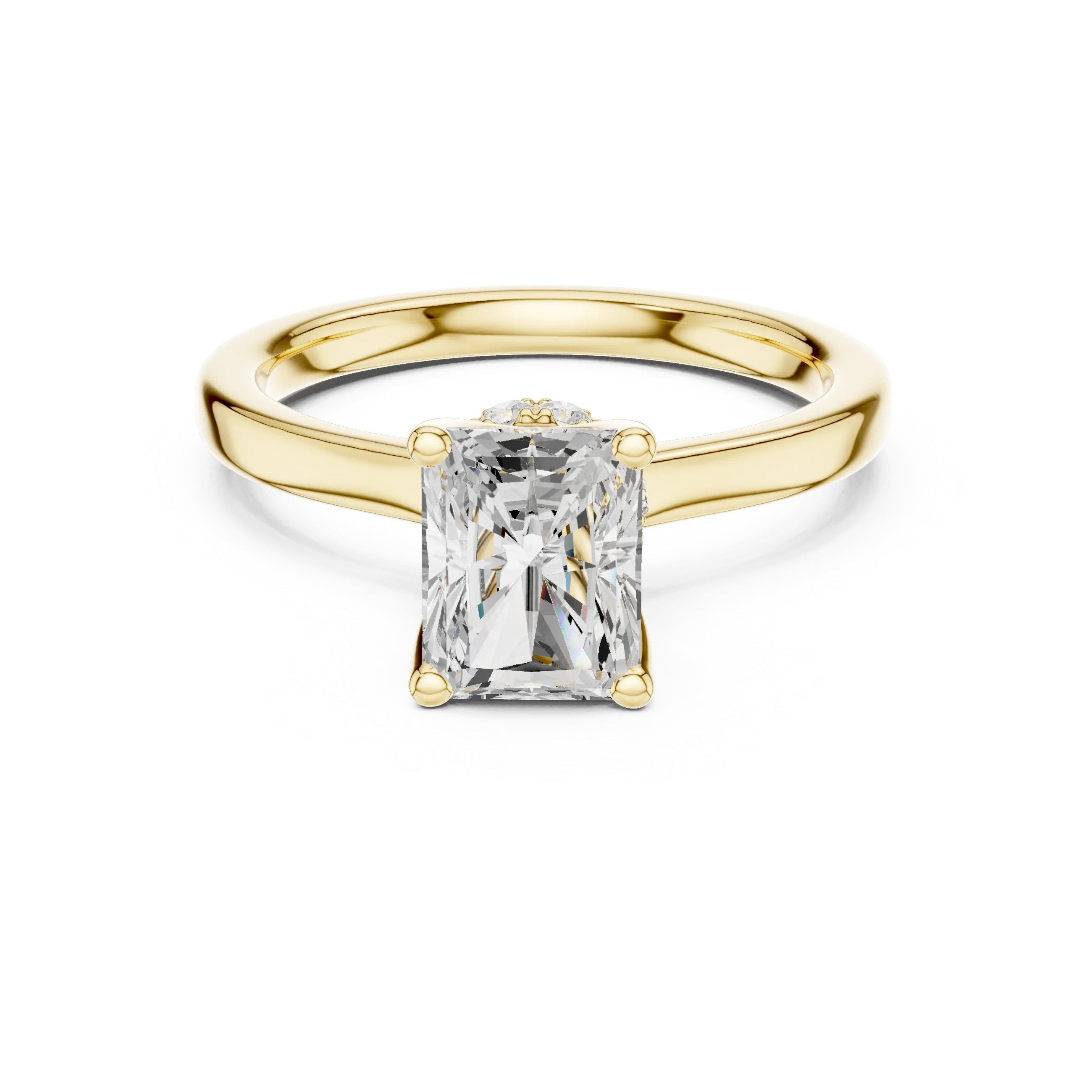 Radiant Shape Diamond Hidden Halo Engagement Ring