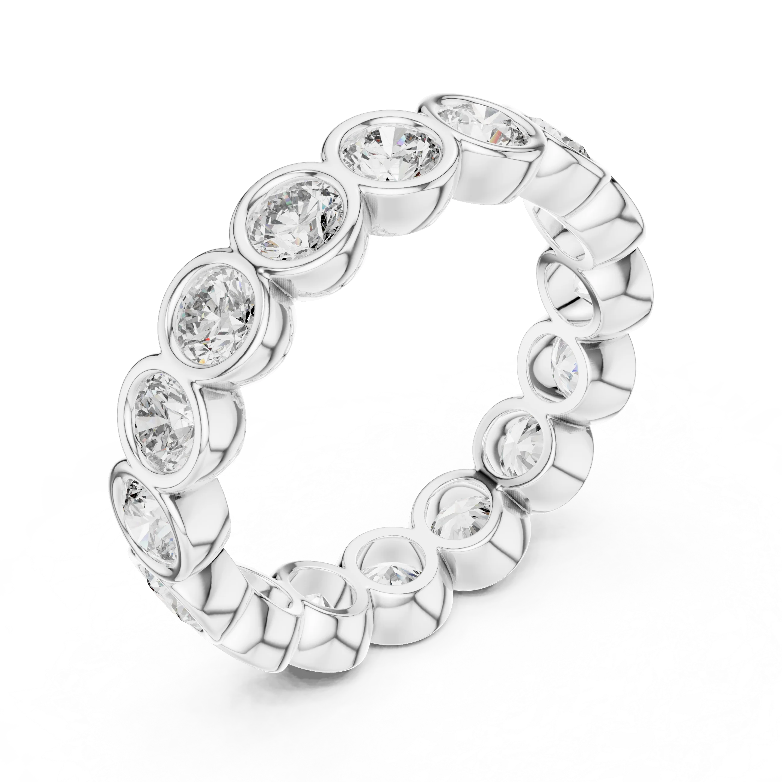 Round Bezel Set Full Eternity Diamond Band