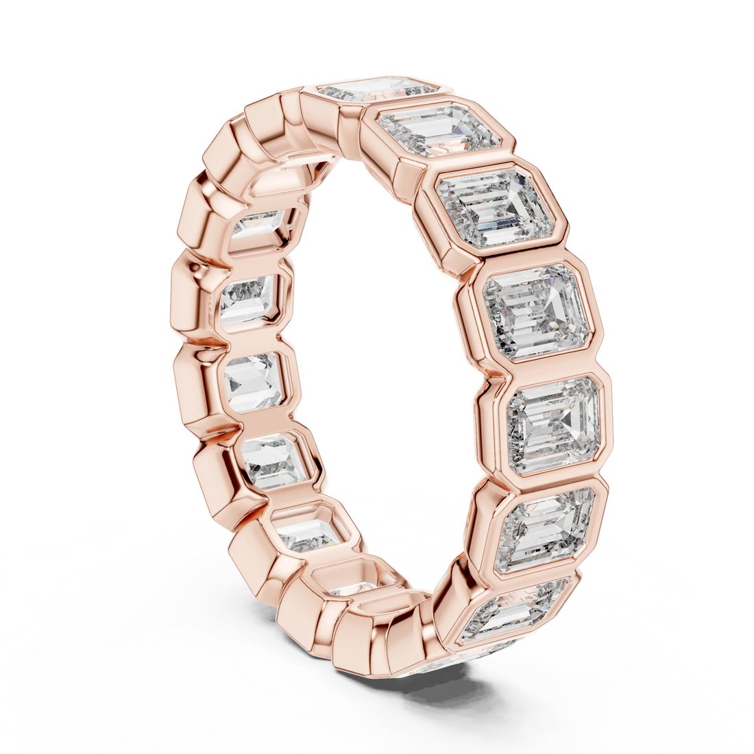 Emerald Cut Bezel-Set Full Eternity Diamond Band