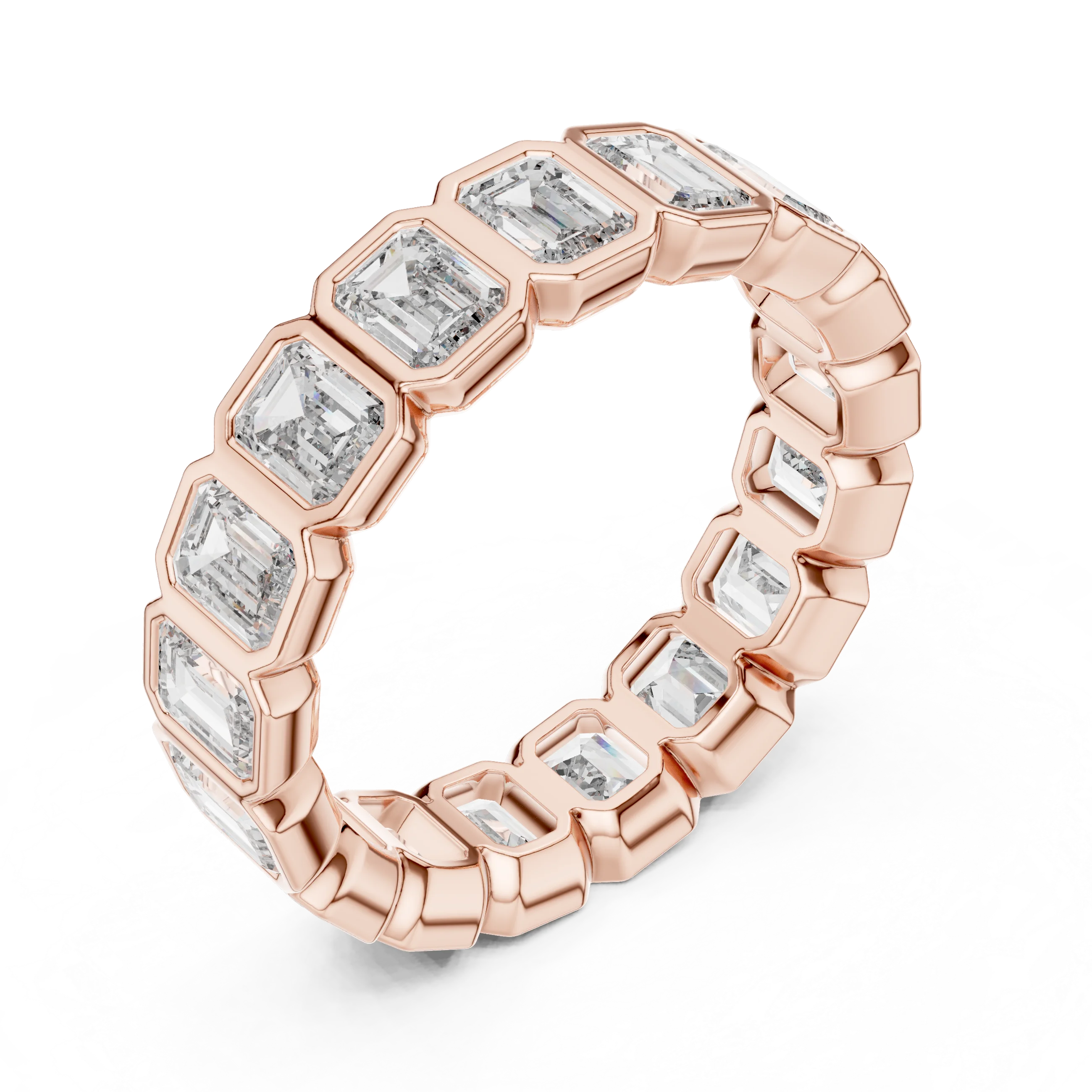 Emerald Cut Bezel-Set Full Eternity Diamond Band