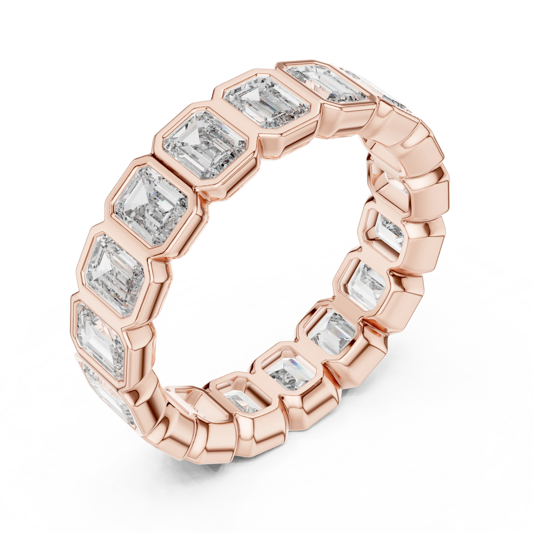 Emerald Cut Bezel-Set Full Eternity Diamond Band