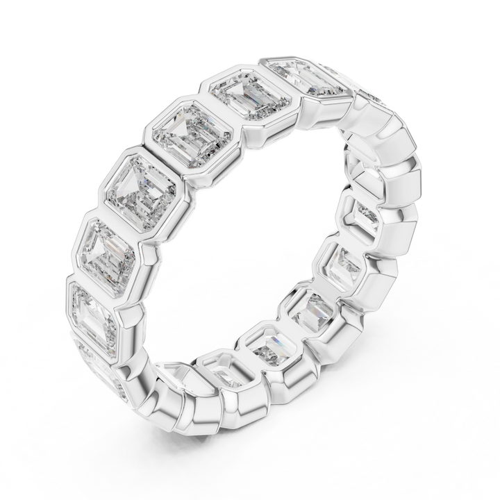 Emerald Cut Bezel-Set Full Eternity Diamond Band