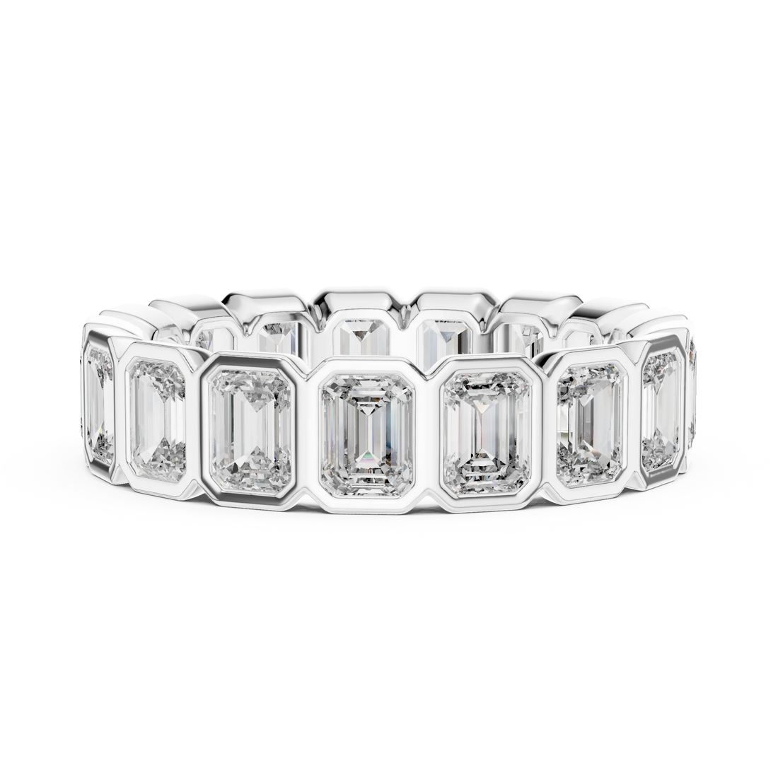 Emerald Cut Bezel-Set Full Eternity Diamond Band