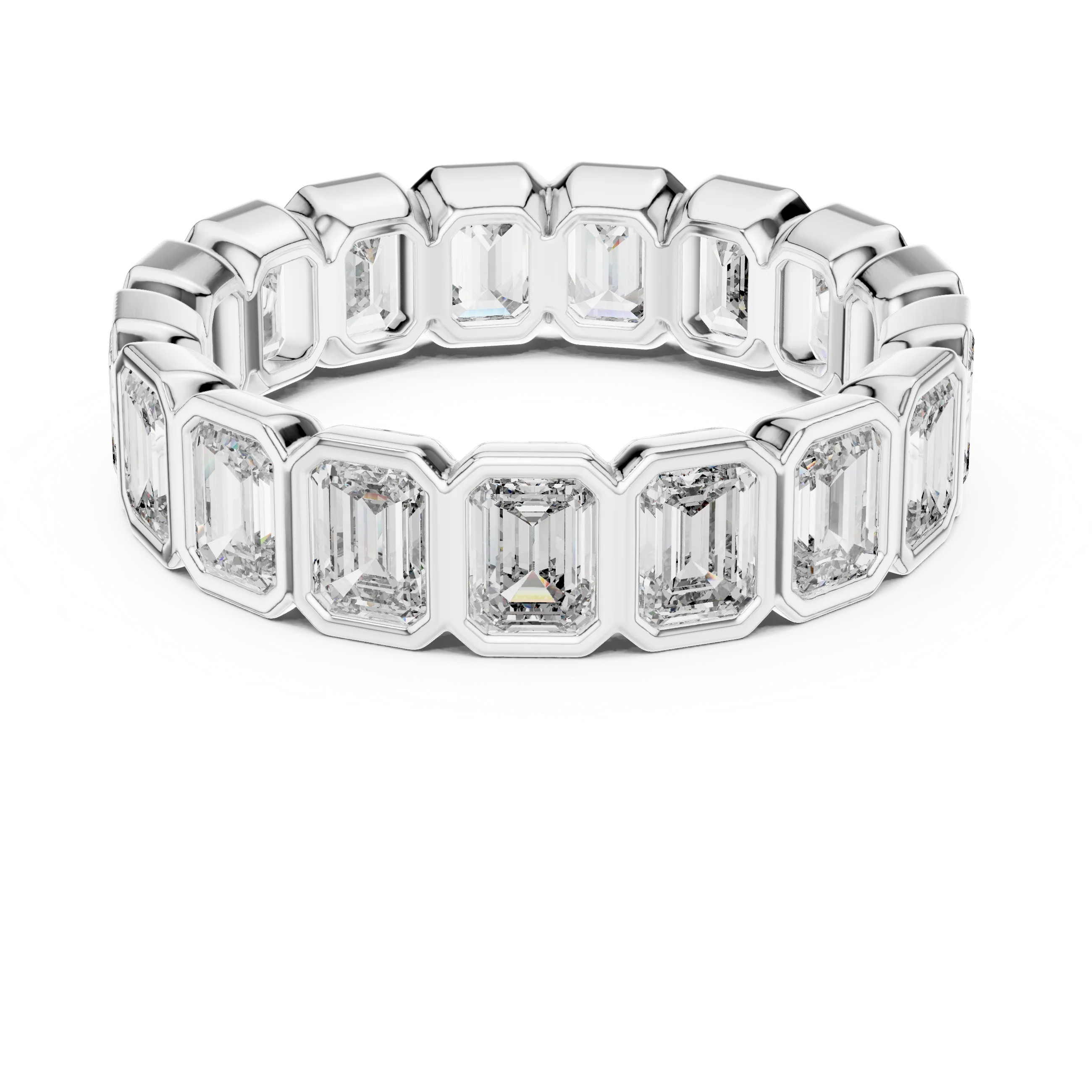 Emerald Cut Bezel-Set Full Eternity Diamond Band