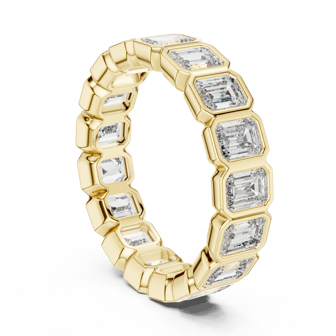 Emerald Cut Bezel-Set Full Eternity Diamond Band