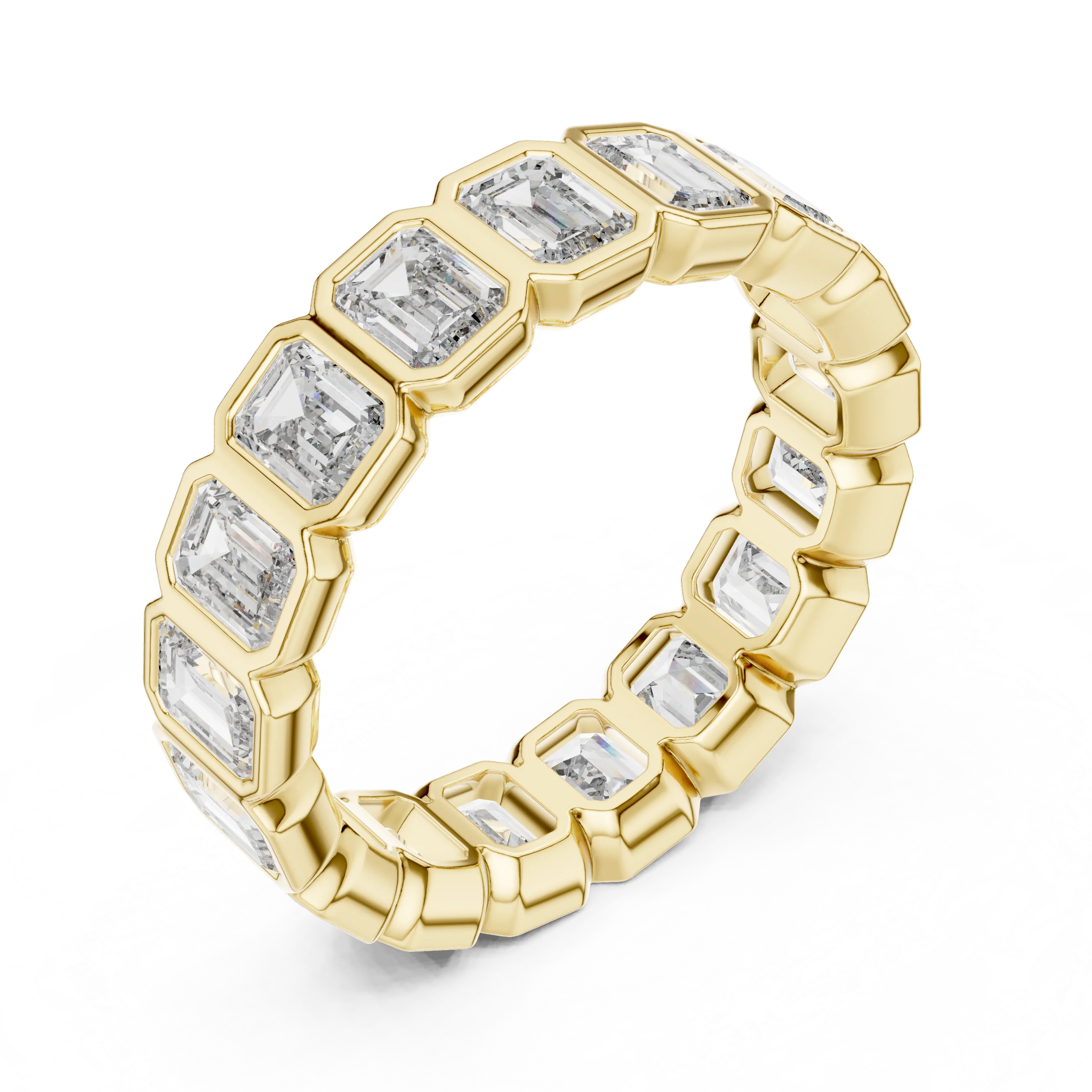 Emerald Cut Bezel-Set Full Eternity Diamond Band