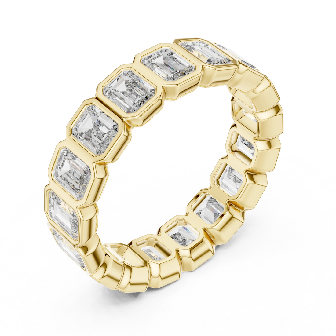 Emerald Cut Bezel-Set Full Eternity Diamond Band