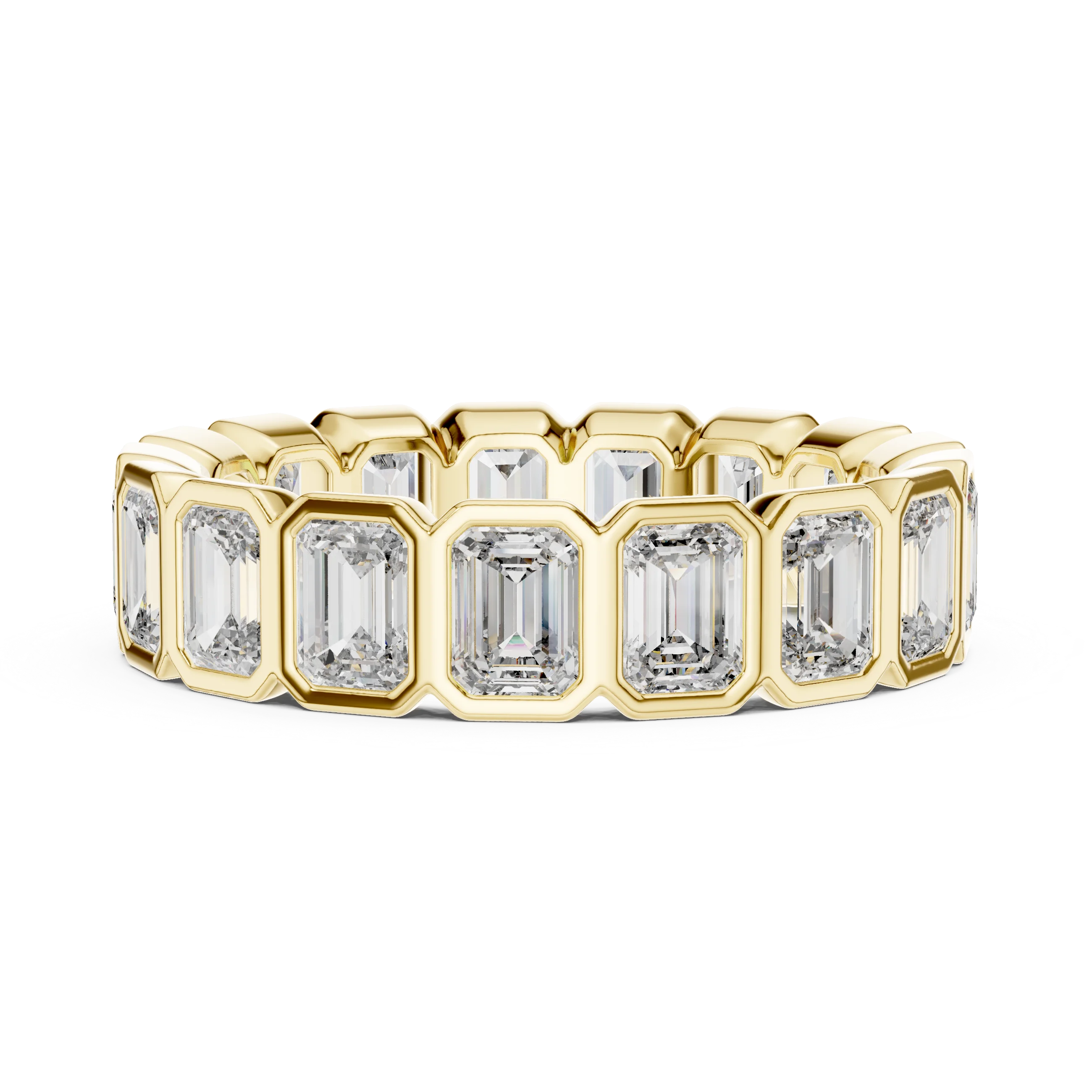 Emerald Cut Bezel-Set Full Eternity Diamond Band