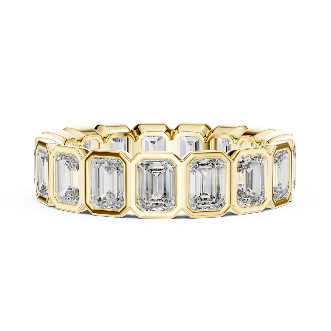 Emerald Cut Bezel-Set Full Eternity Diamond Band