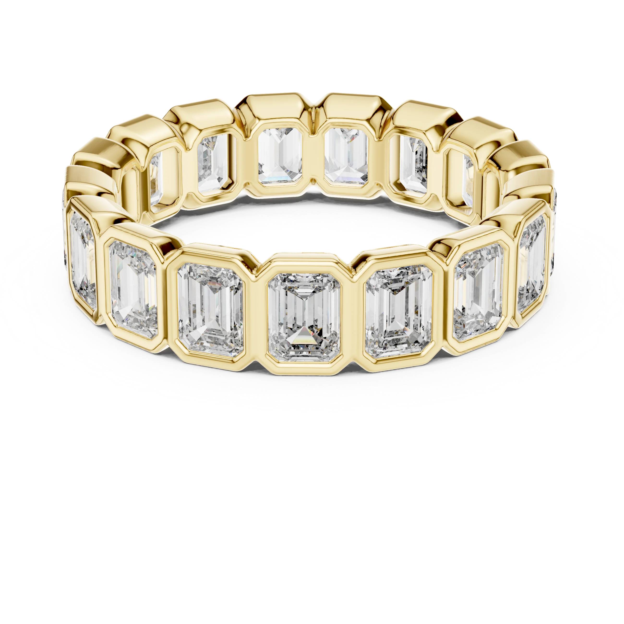 Emerald Cut Bezel-Set Full Eternity Diamond Band