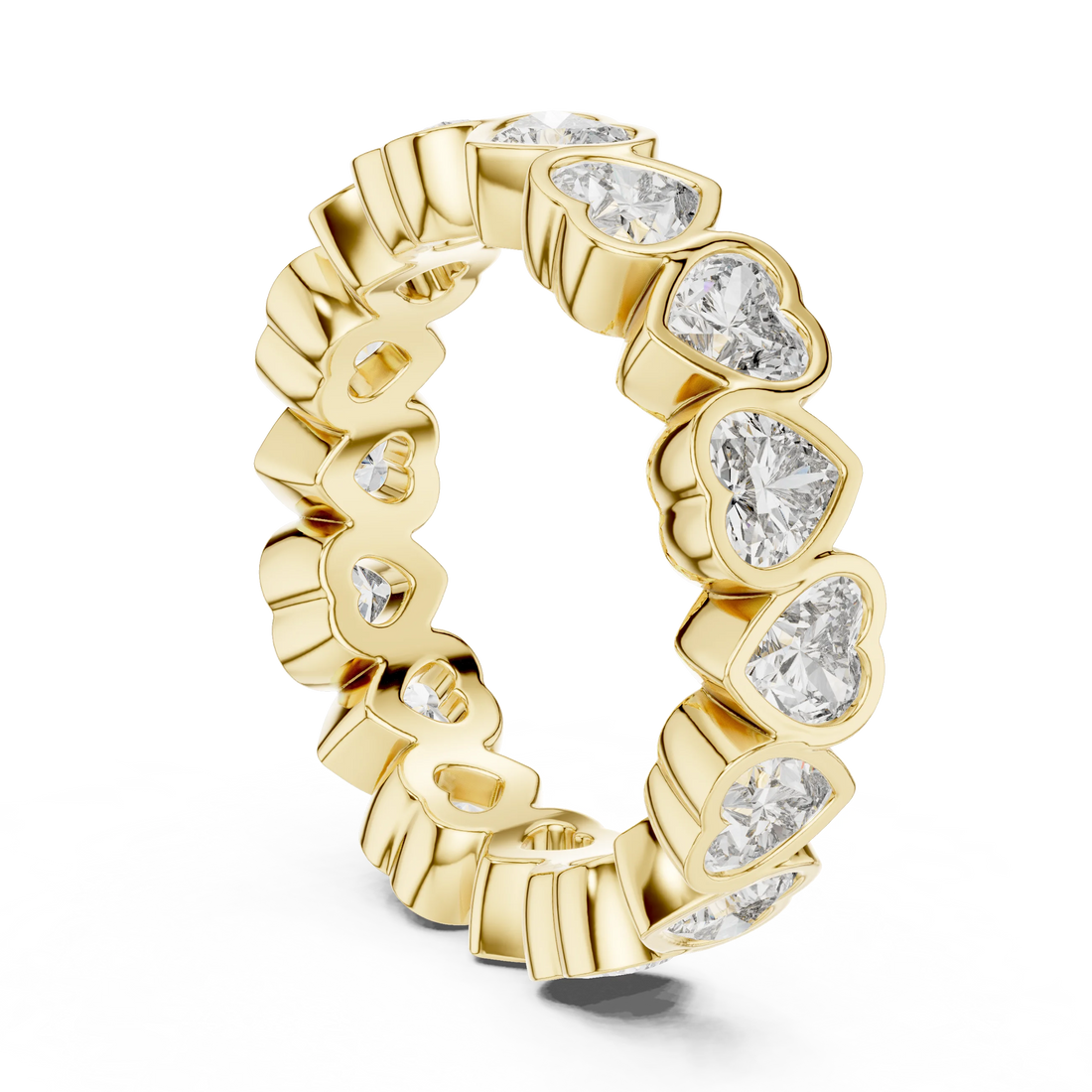 Heart-Shaped Diamond Bezel-Set Full Eternity Band