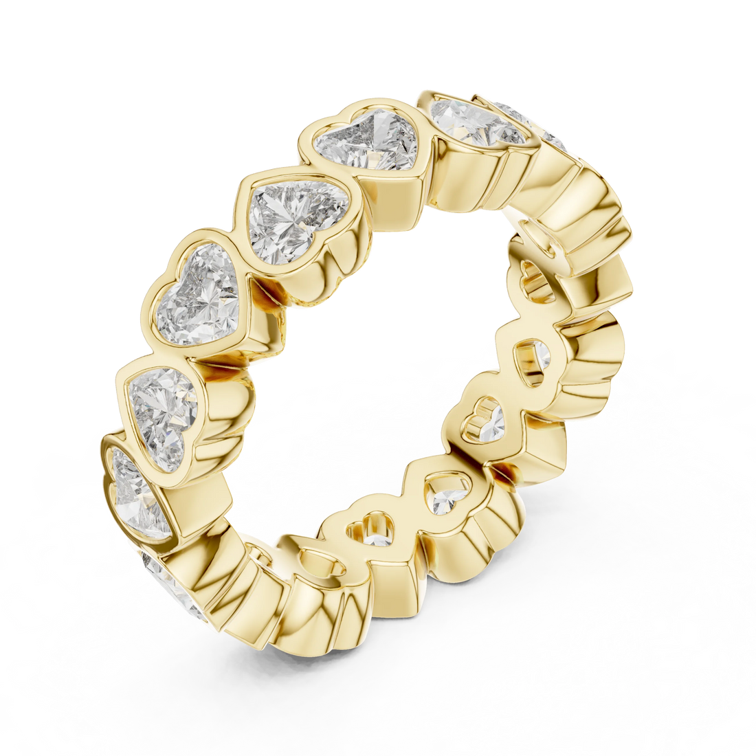 Heart-Shaped Diamond Bezel-Set Full Eternity Band