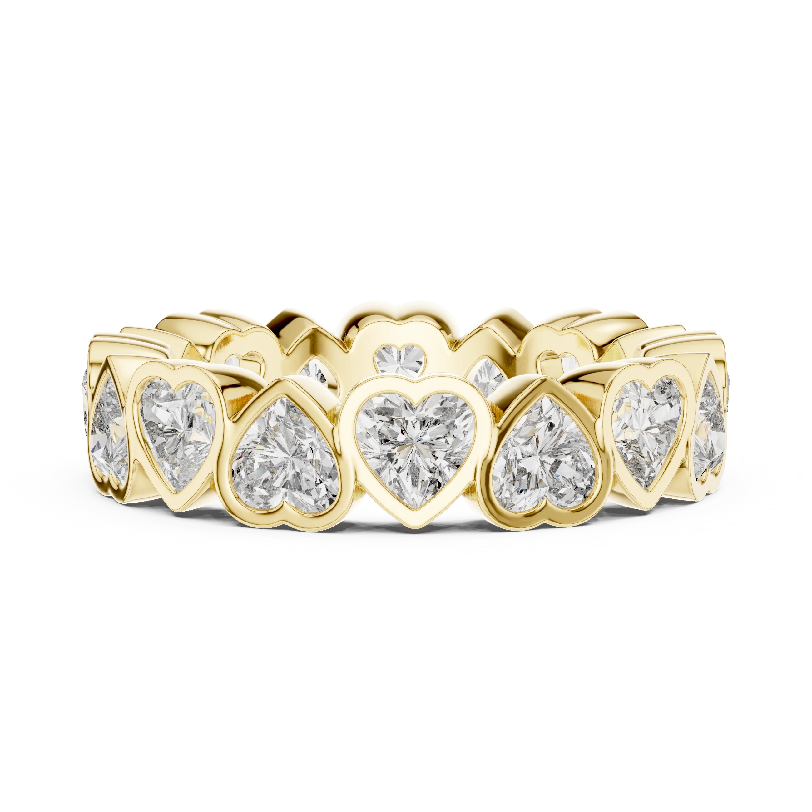 Heart-Shaped Diamond Bezel-Set Full Eternity Band
