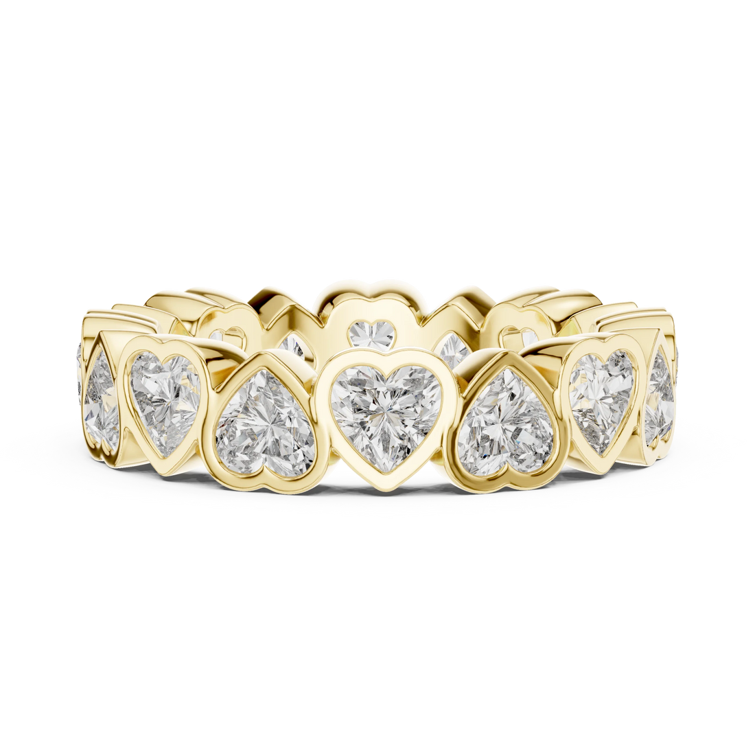 Heart-Shaped Diamond Bezel-Set Full Eternity Band