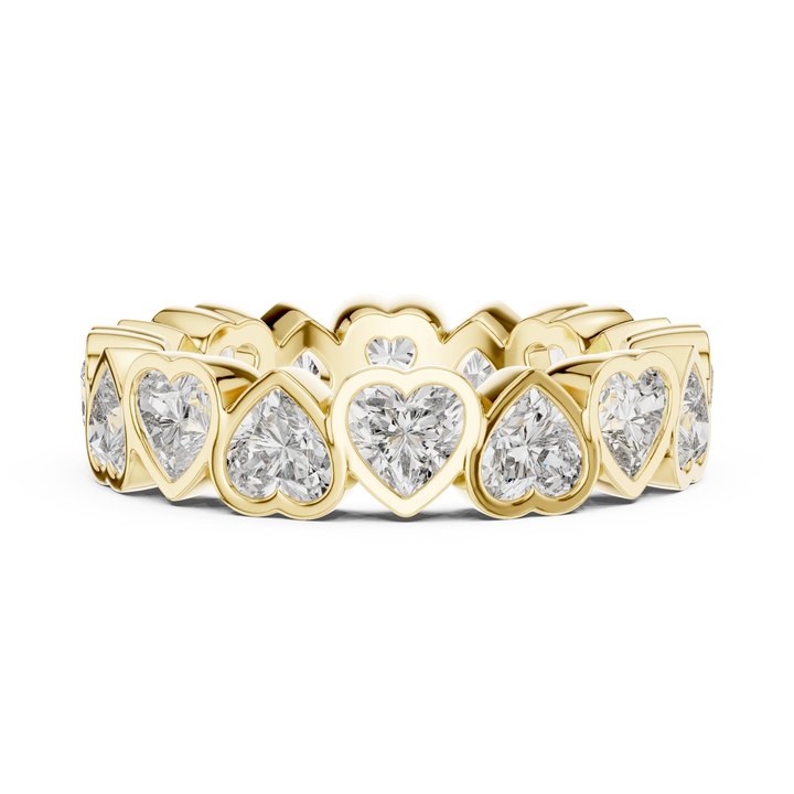 Heart-Shaped Diamond Bezel-Set Full Eternity Band