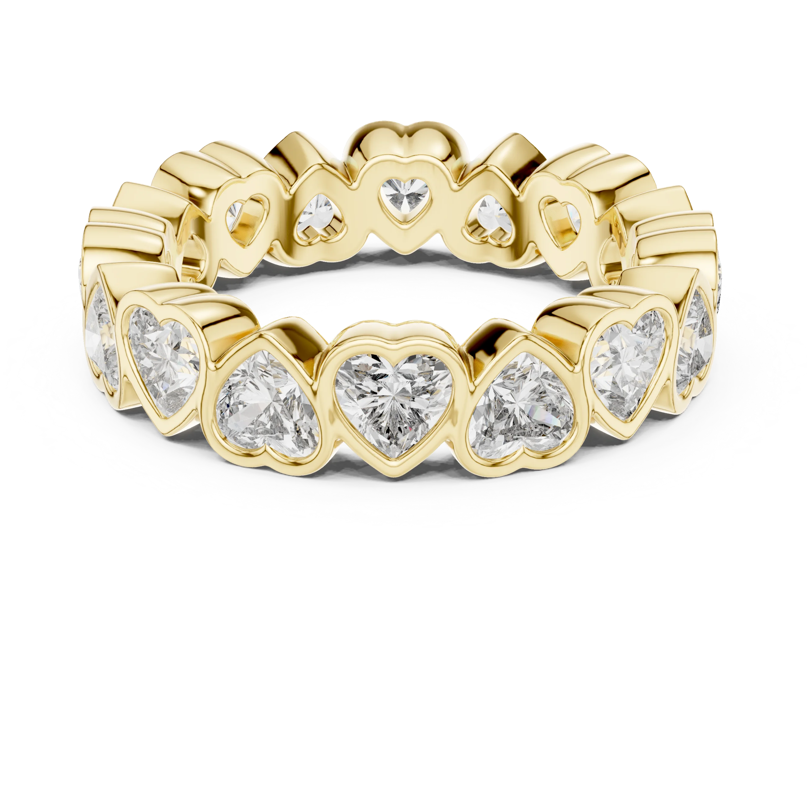Heart-Shaped Diamond Bezel-Set Full Eternity Band