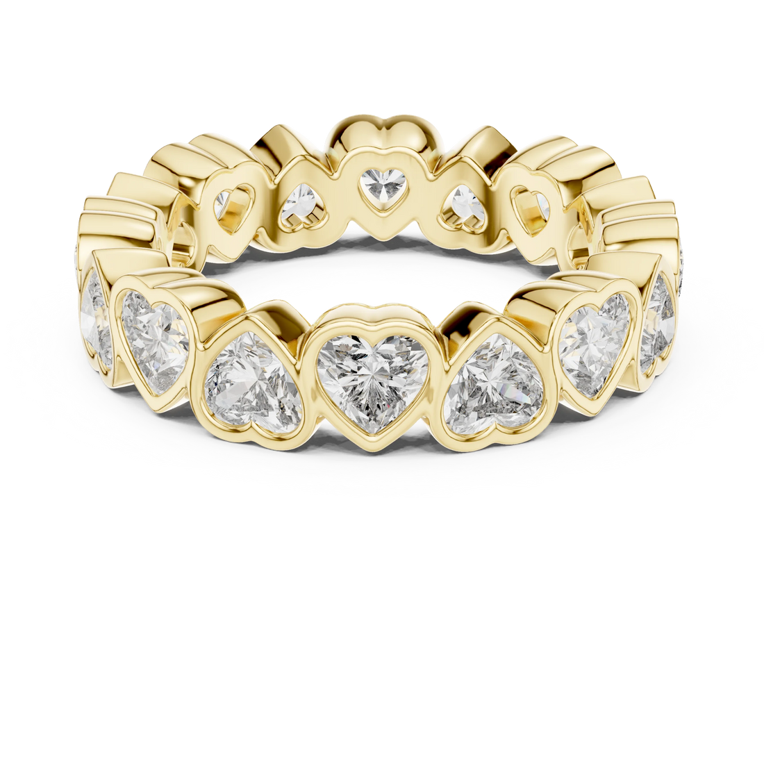 Heart-Shaped Diamond Bezel-Set Full Eternity Band