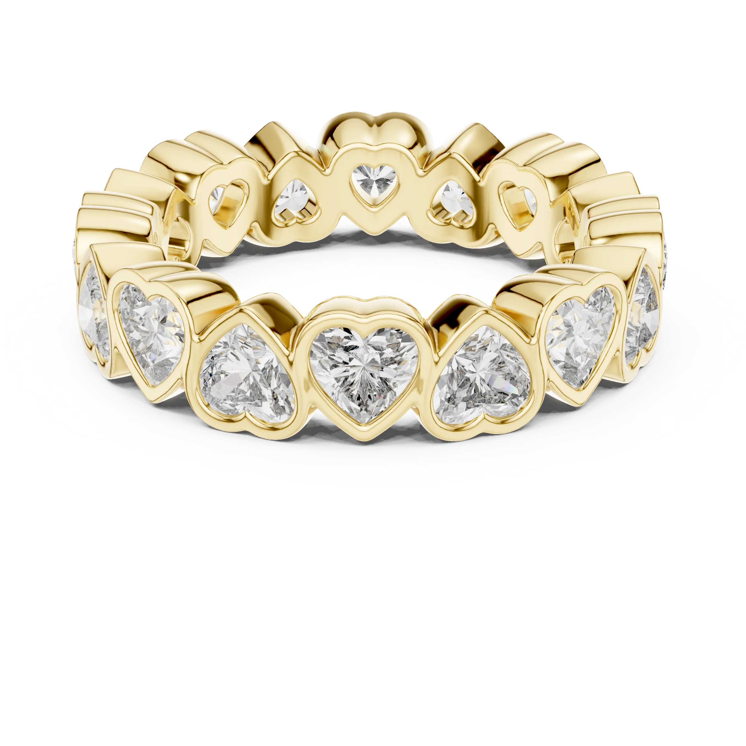 Heart-Shaped Diamond Bezel-Set Full Eternity Band