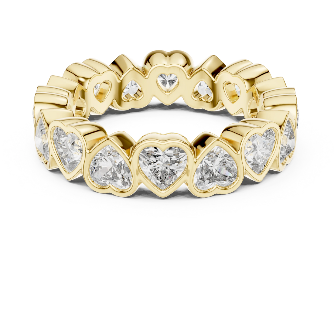 Heart-Shaped Diamond Bezel-Set Full Eternity Band