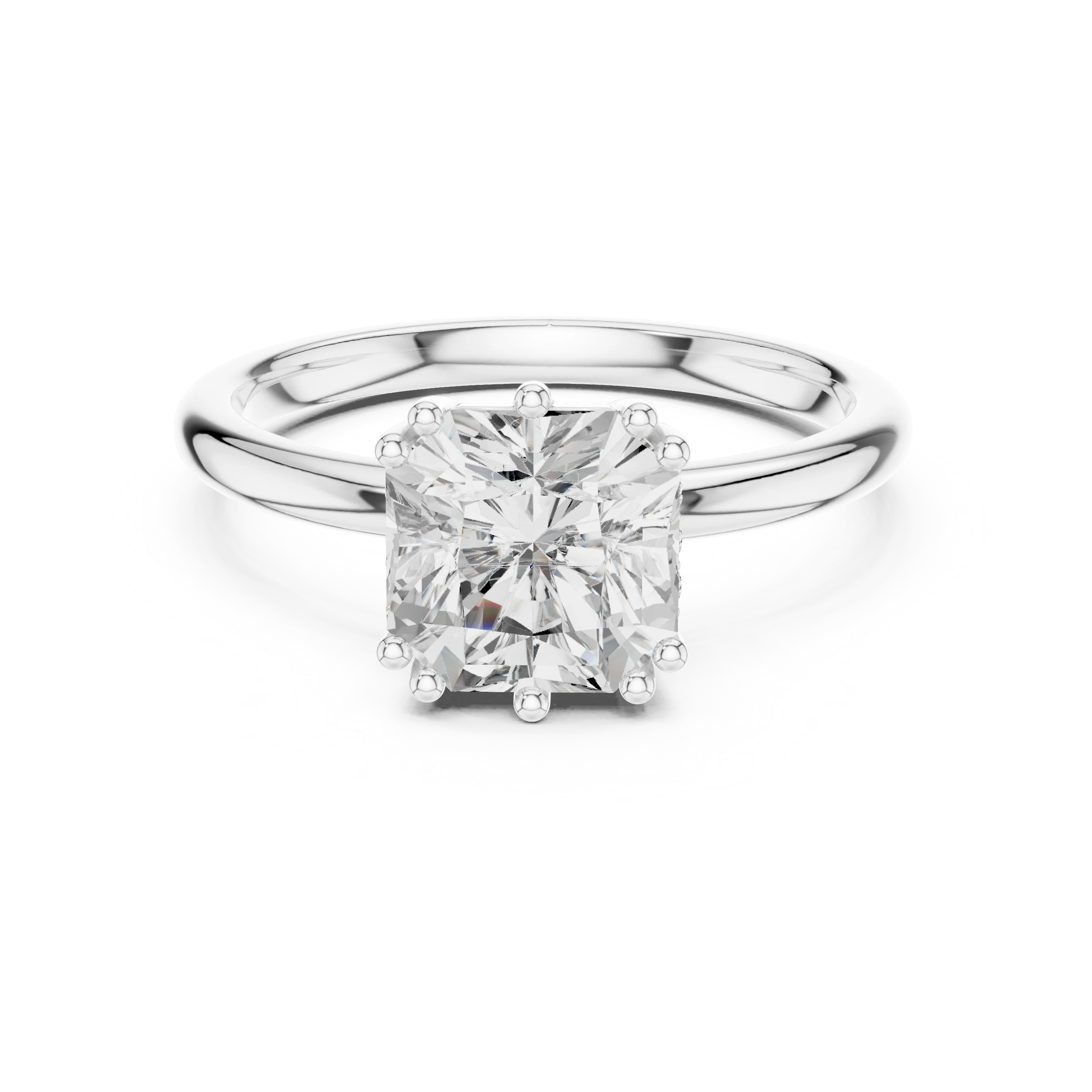 Asscher Cut Diamond Solitaire Engagement Ring with Hidden Accent Diamonds
