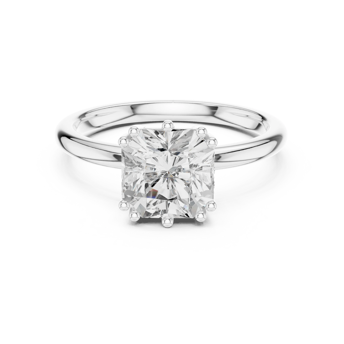 Asscher Cut Diamond Solitaire Engagement Ring with Hidden Accent Diamonds