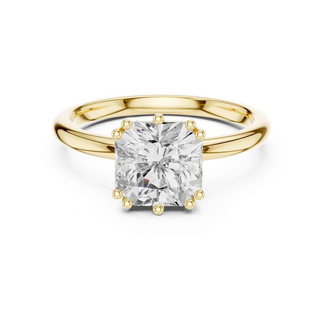 Asscher Cut Diamond Solitaire Engagement Ring with Hidden Accent Diamonds