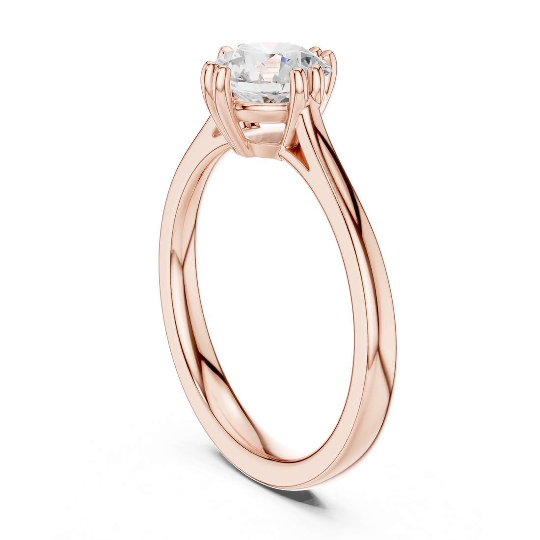 Round-Cut Solitaire Diamond Ring with Split Shank