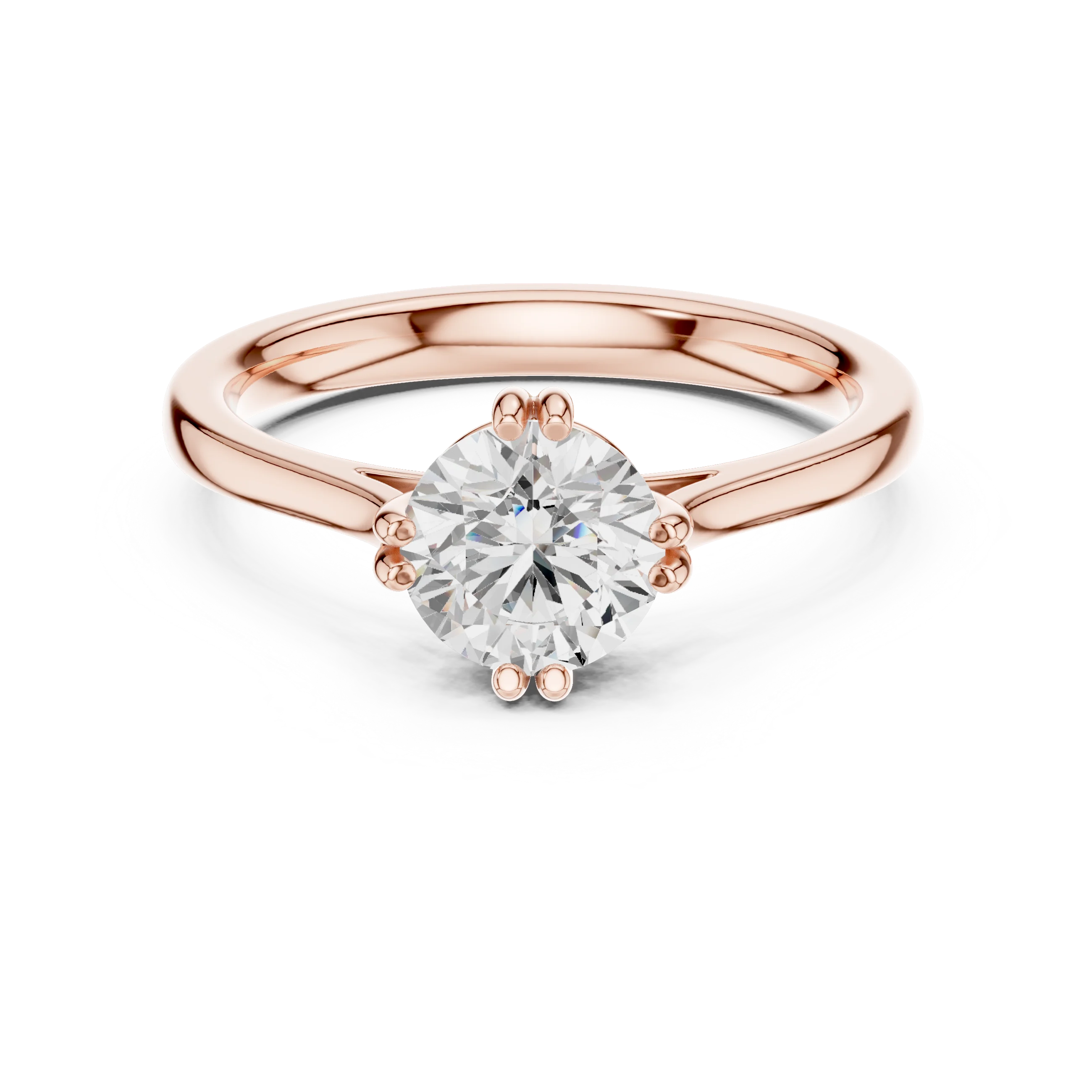 Round-Cut Solitaire Diamond Ring with Split Shank