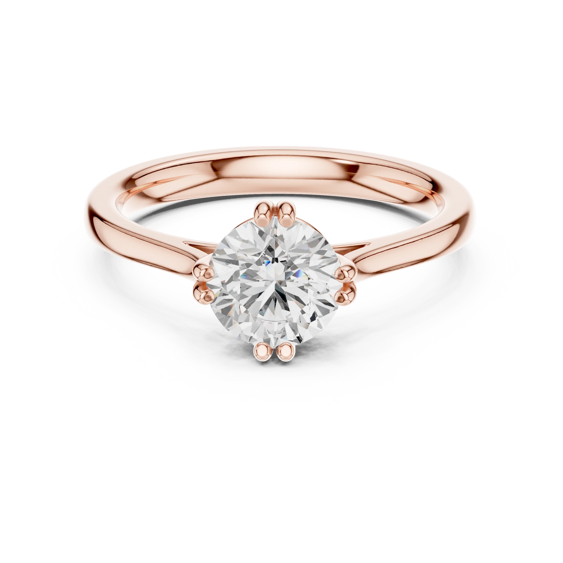 Round-Cut Solitaire Diamond Ring with Split Shank