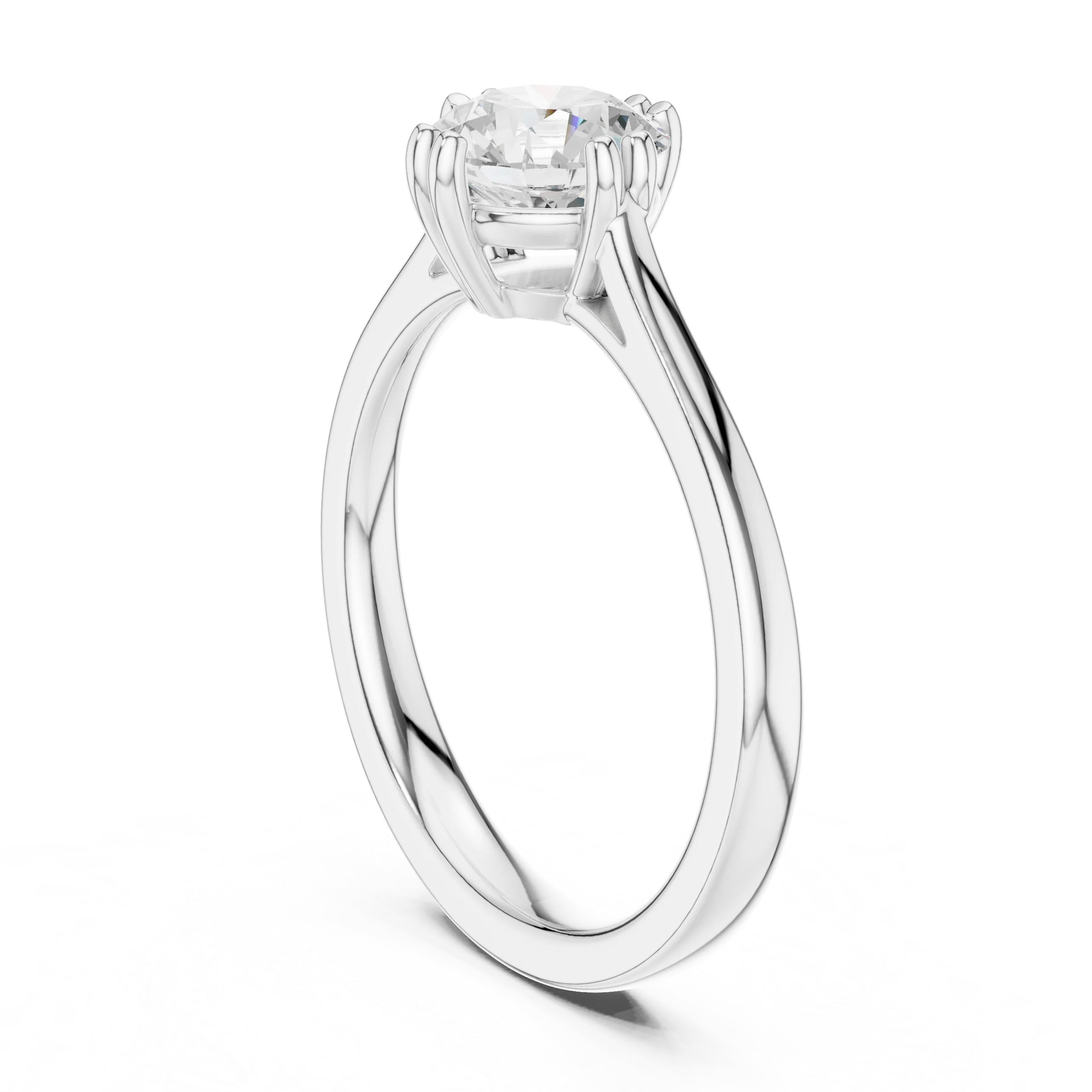 Round-Cut Solitaire Diamond Ring with Split Shank