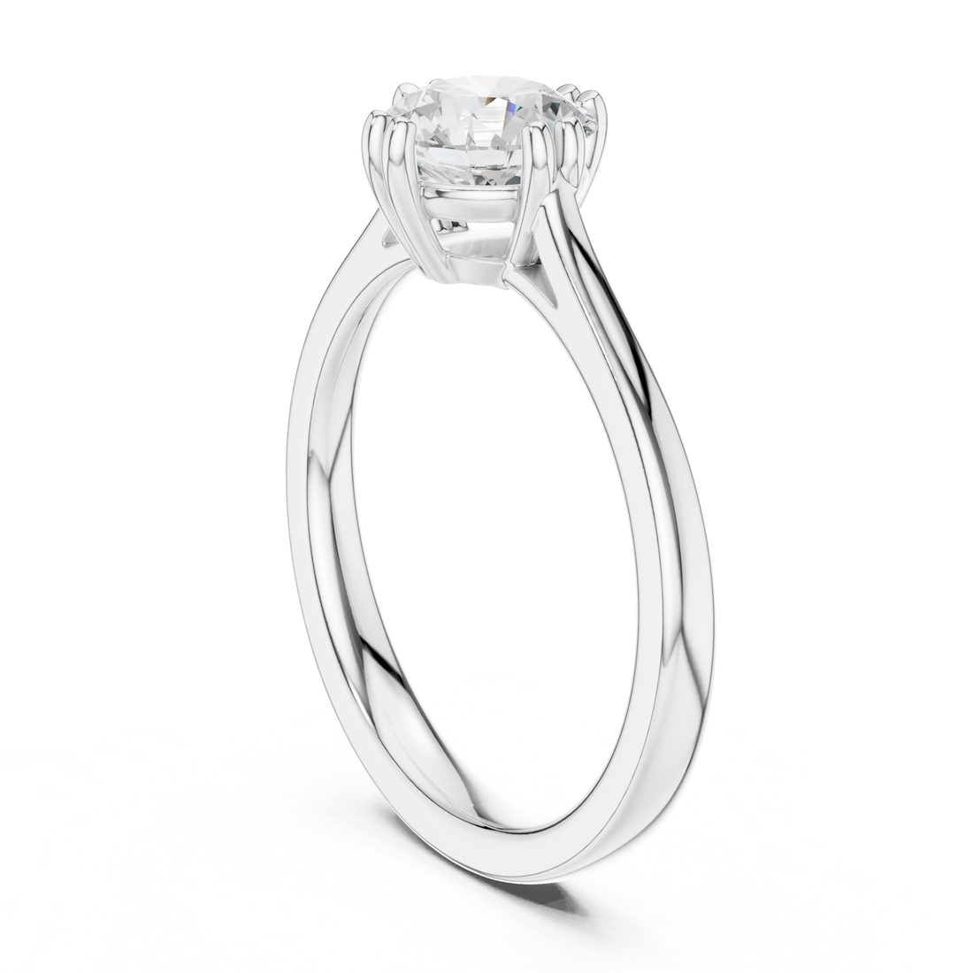 Round-Cut Solitaire Diamond Ring with Split Shank