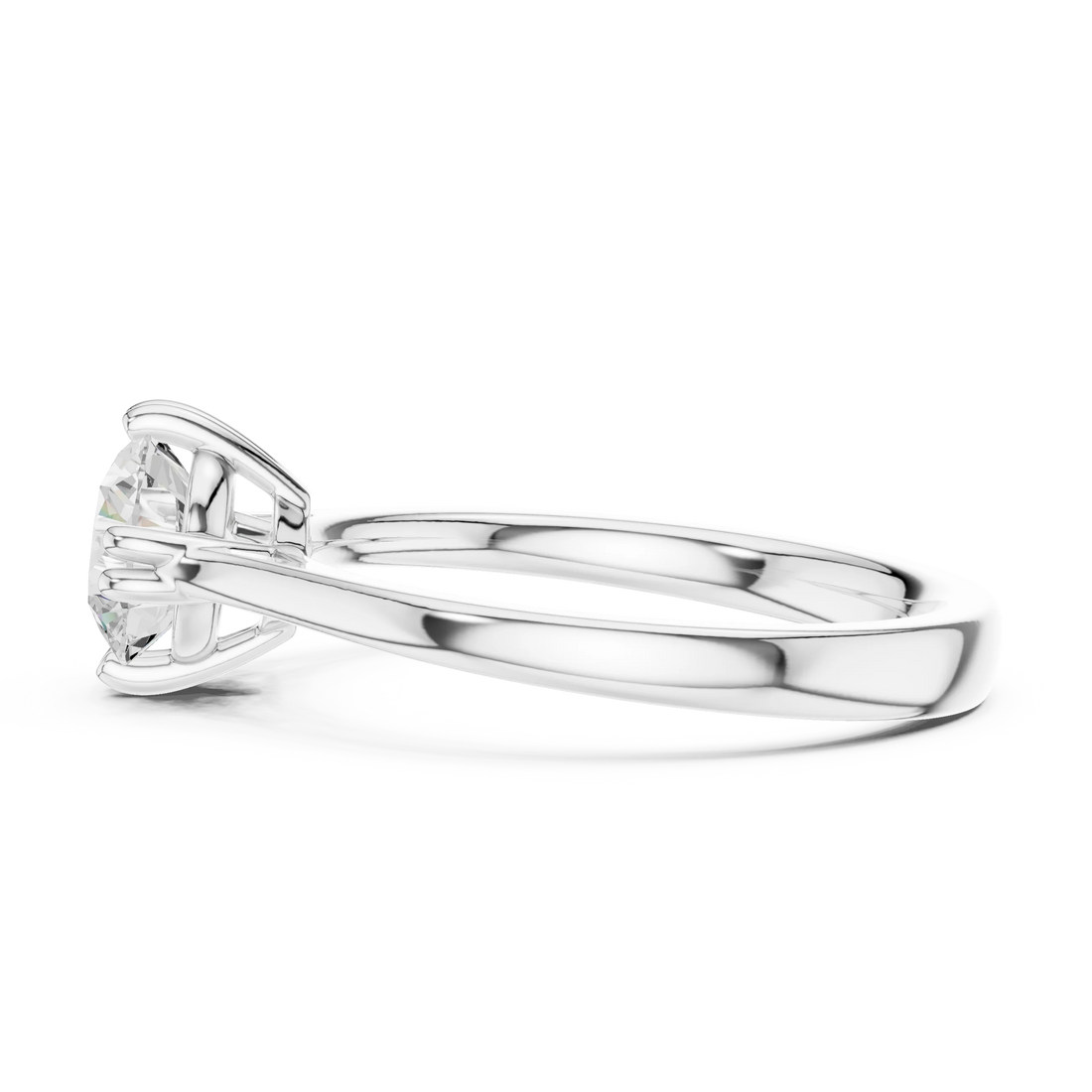 Round-Cut Solitaire Diamond Ring with Split Shank