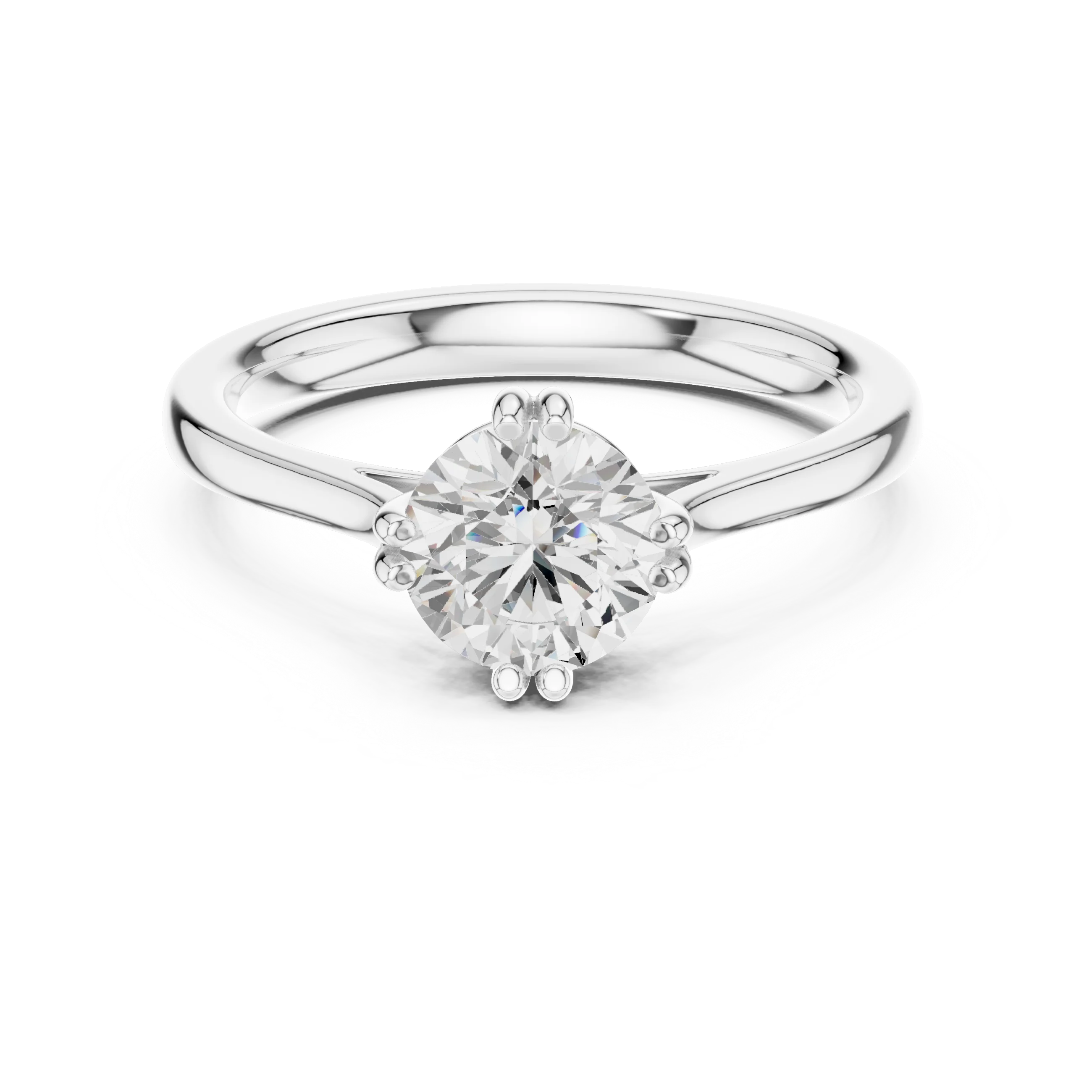 Round-Cut Solitaire Diamond Ring with Split Shank