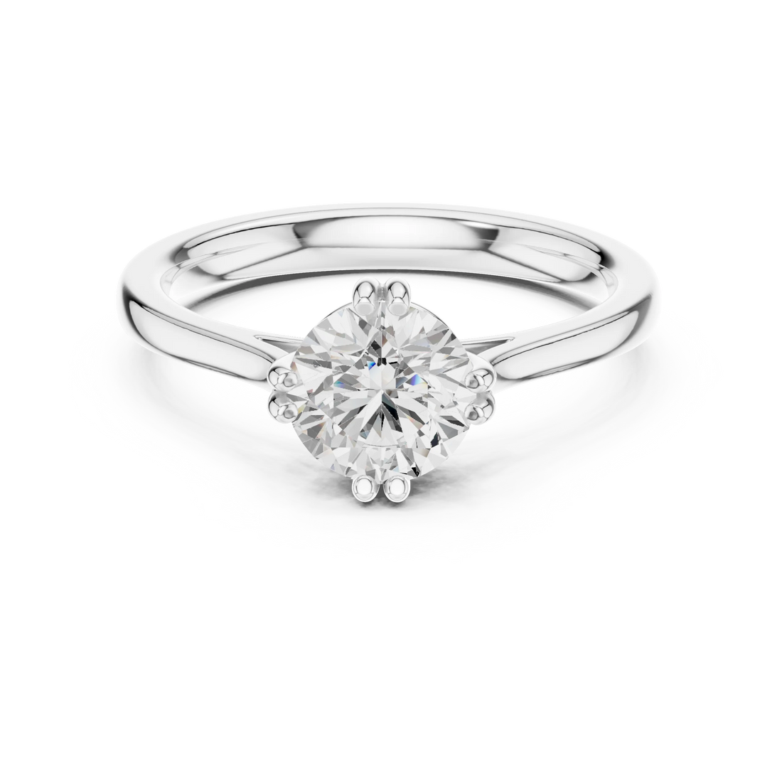Round-Cut Solitaire Diamond Ring with Split Shank
