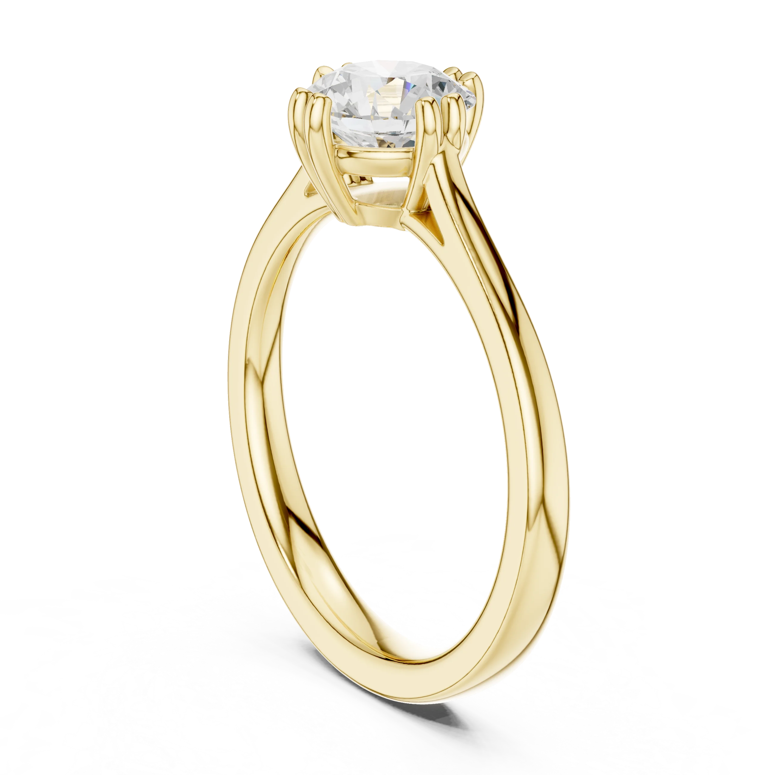 Round-Cut Solitaire Diamond Ring with Split Shank