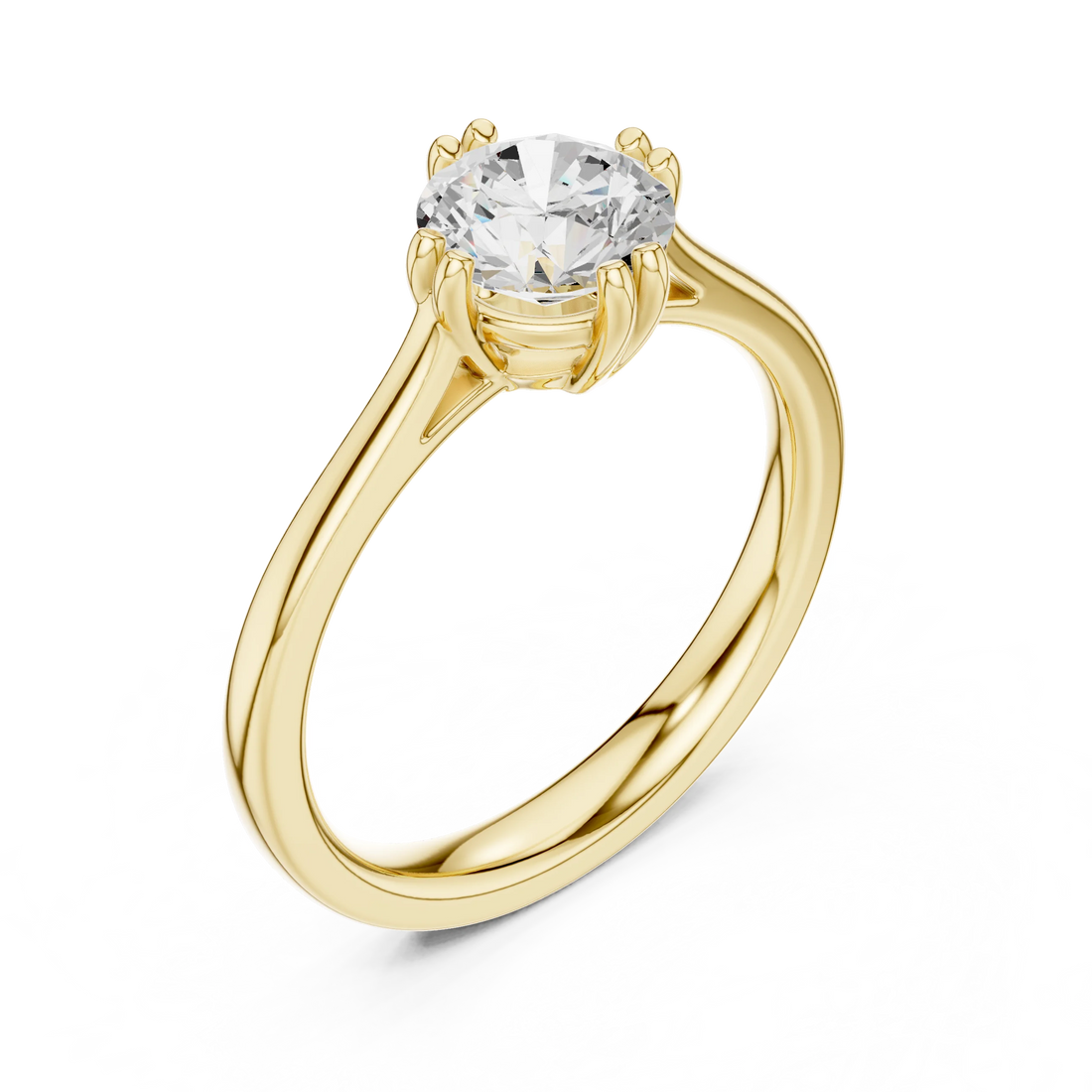 Round-Cut Solitaire Diamond Ring with Split Shank