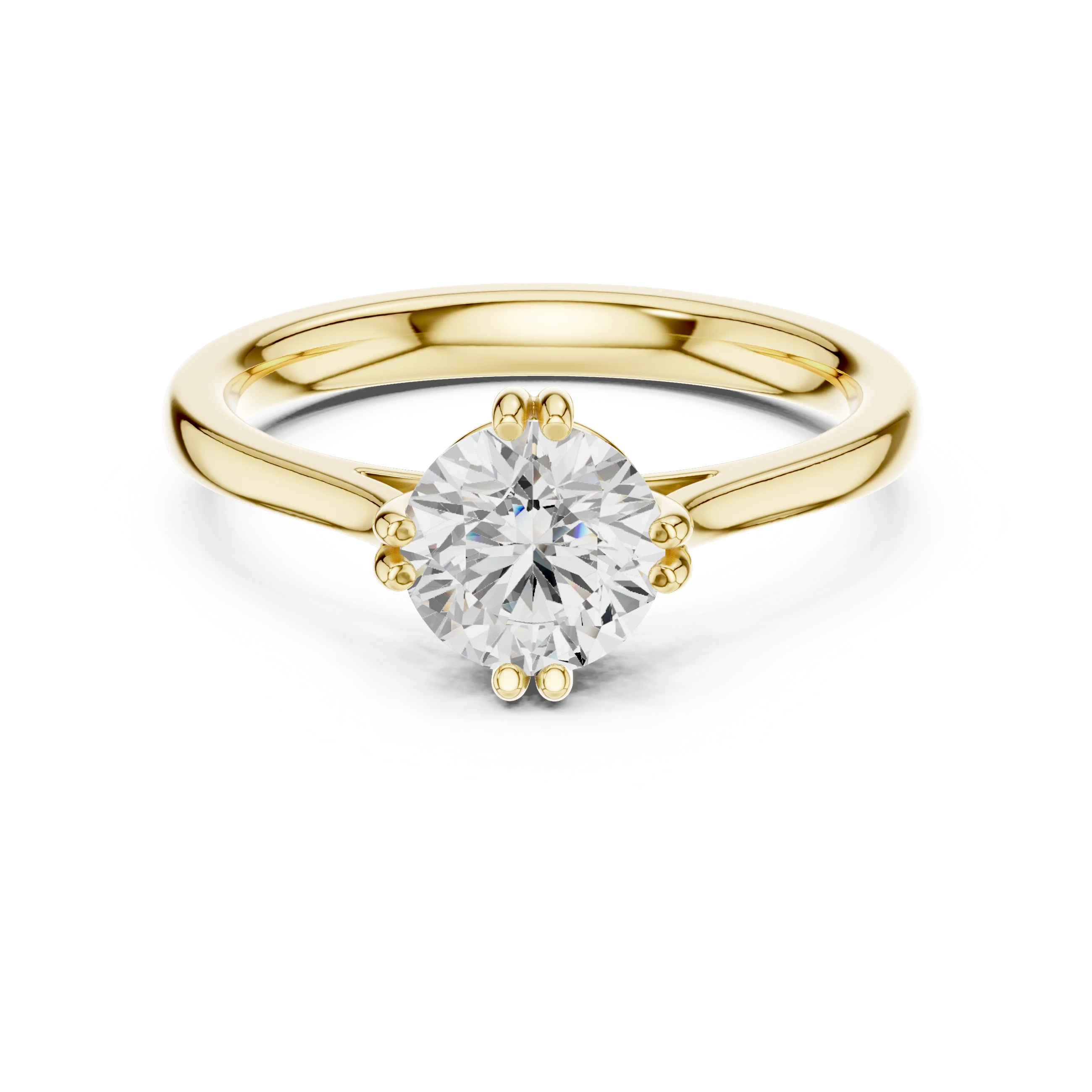 Round-Cut Solitaire Diamond Ring with Split Shank