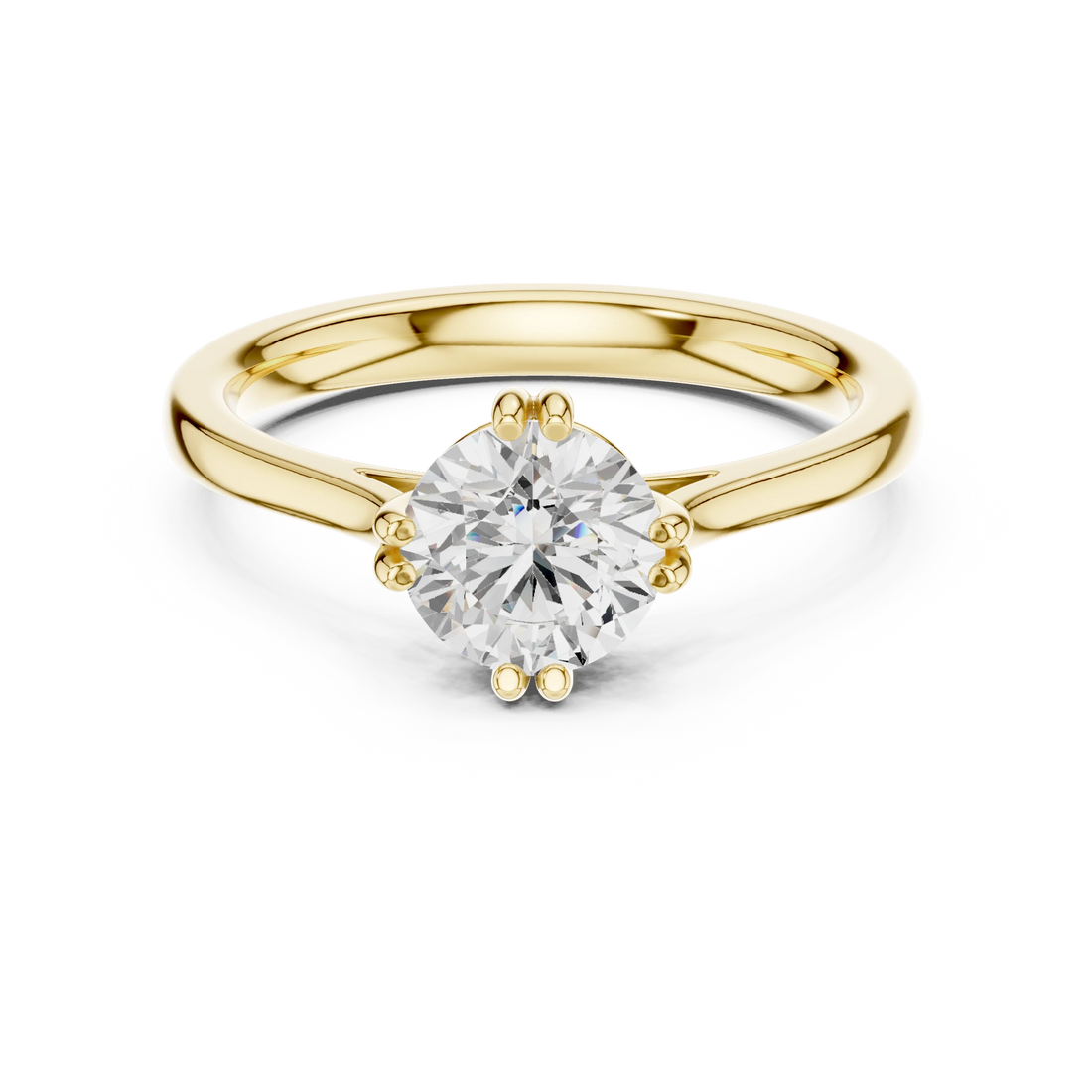 Round-Cut Solitaire Diamond Ring with Split Shank