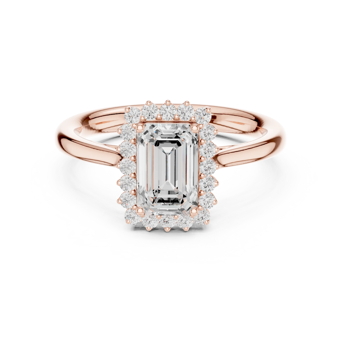 Emerald Halo Diamond Engagement Ring