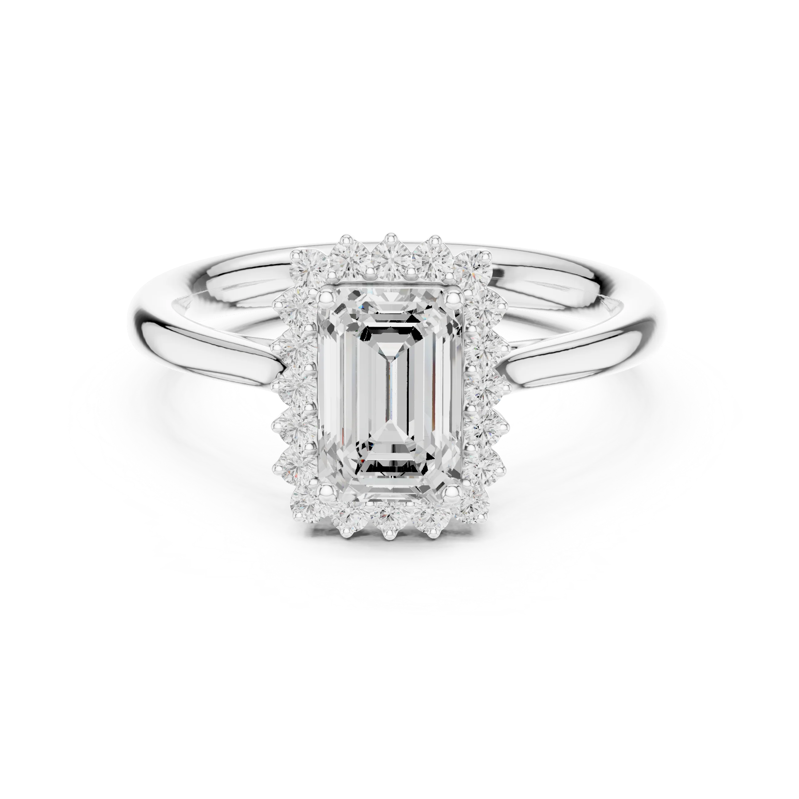 Emerald Halo Diamond Engagement Ring