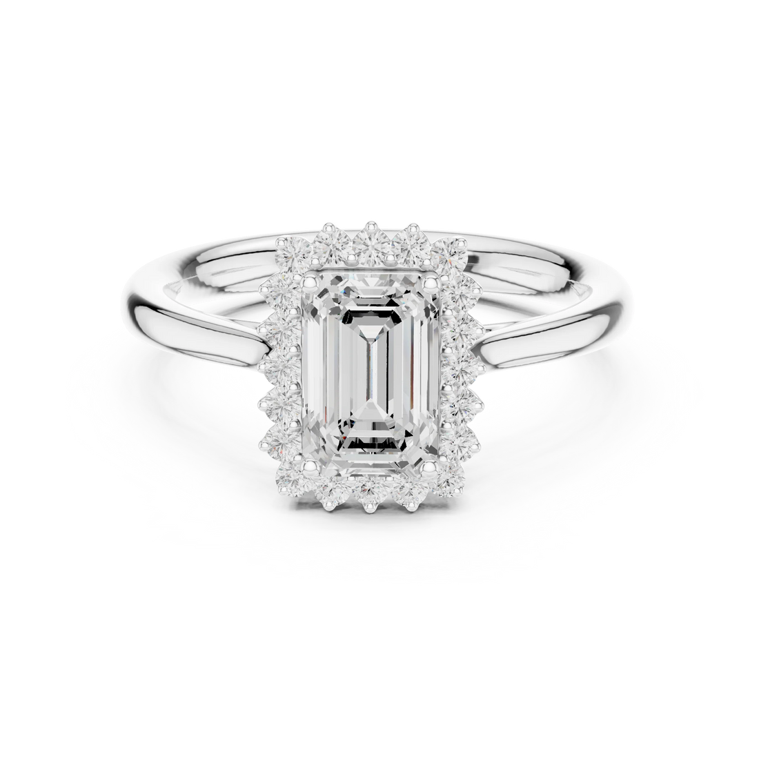 Emerald Halo Diamond Engagement Ring